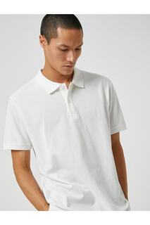 Базовая футболка узкого кроя с воротником-поло на пуговицах Koton, белый