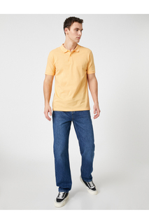 Базовая футболка узкого кроя с воротником-поло на пуговицах Koton, оранжевый