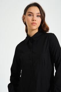 Базовая черная рубашка из поплина Mizalle, черный
