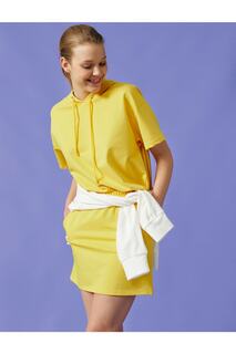Женская мини-юбка с эластичной резинкой на талии и карманами из хлопка Koton, желтый