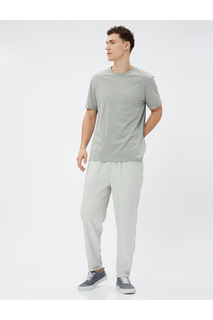 Базовые брюки с кружевной талией и карманами из смесовой вискозы Koton, серый