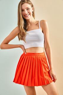 Женская мини-юбка со складками и шорты Bianco Lucci, оранжевый