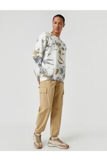 Базовые брюки-карго с карманами и завязкой на талии Koton, экрю