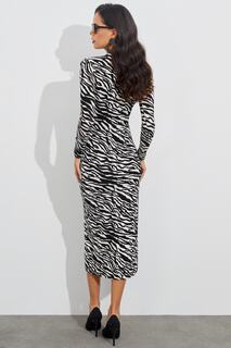 Женское черно-белое платье миди с узором зебра и окном EY1522 Cool &amp; Sexy, черный