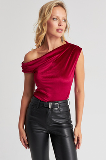 Женская новогодняя бордовая бархатная блузка Madonna Cool &amp; Sexy, бордовый