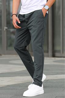Базовые мужские брюки из вафельной ткани антрацит 6513 Madmext, серый