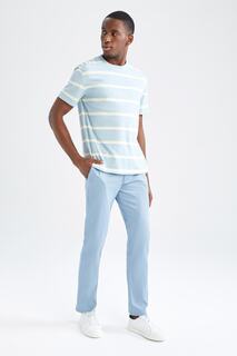 Базовые хлопковые брюки чинос стандартного кроя DeFacto, синий