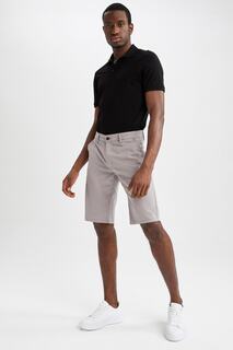 Базовые хлопковые шорты-бермуды стандартного кроя чинос DeFacto, серый