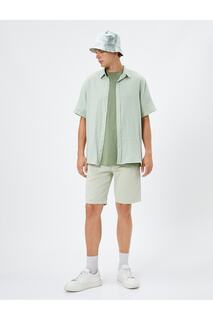 Базовые шорты чинос с карманами и пуговицами, хлопок с деталями Koton, зеленый