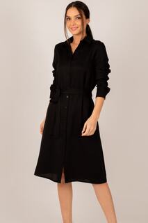 Женское черное длинное платье-рубашка armonika, черный