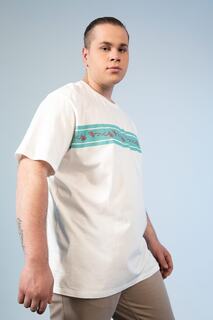 Хлопковая чесаная футболка больших размеров с круглым вырезом DeFacto, белый