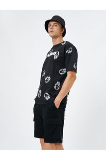 Базовые шорты-карго с кружевной талией и карманами, хлопок Koton, черный