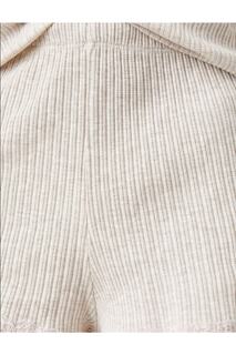 Хлопковые кружевные шорты в рубчик с деталью, нижняя рубашка Koton, бежевый