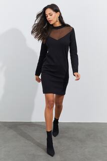 Женское черное мини-платье из тюля AFR27 Cool &amp; Sexy, черный