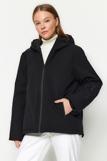 Черная водонепроницаемая куртка-пуховик Winter Essentials/Ski Collection с капюшоном Trendyol, черный
