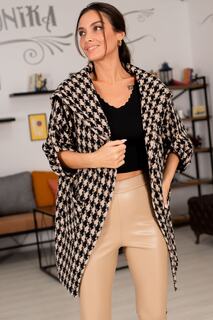 Женская повседневная куртка из норки с узором «гусиные лапки» armonika, коричневый
