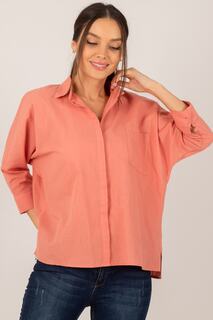 Женская повседневная льняная рубашка с карманами лосося armonika, розовый