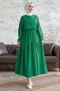 Мягкое Платье Ayrobin с Поясом Merya Tunnel - Темно-Зеленый InStyle