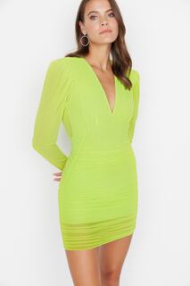 Мятное вечернее платье с драпировкой TPRAW22EL1229 Trendyol, зеленый