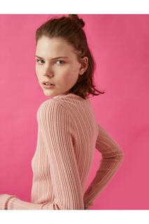 Базовый трикотажный свитер с высоким воротником Koton, розовый