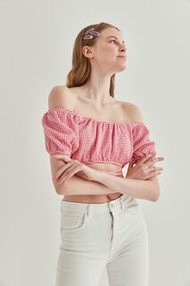 Женская розовая мини-блузка с завязкой на талии Vitrin, розовый