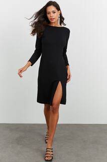 Женское черное платье с разрезом Cool &amp; Sexy, черный
