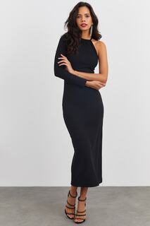 Женское черное платье-бретелька с одним рукавом EY1521 Cool &amp; Sexy, черный