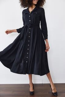 Женское черное платье-хиджаб на пуговицах XHAN, черный