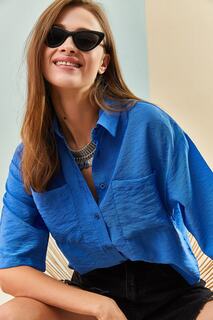 Женская рубашка Airobin с двойными карманами 4619 Bianco Lucci, синий
