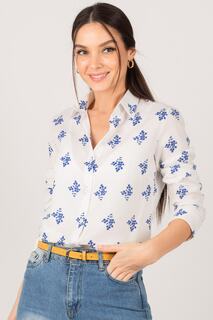 Женская рубашка Saks с длинным рукавом и цветочным узором armonika, экрю