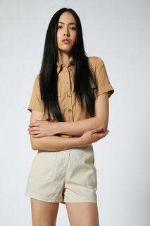 Женская рубашка из верблюжьей шерсти Koton, коричневый