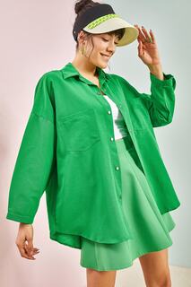 Женская рубашка с двумя карманами 4613 Bianco Lucci, зеленый