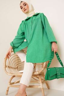 Женская рубашка-хиджаб с детским воротником VOLT CLOTHİNG, зеленый