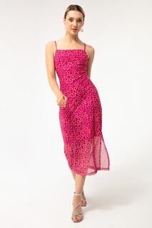 Женское шифоновое платье миди с узором фуксии Lafaba, розовый