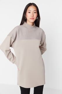 Норковая вязаная туника Trendyol Modest, коричневый