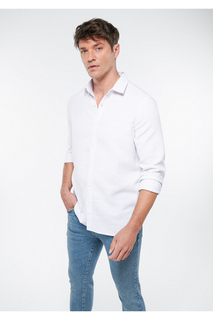 Белая рубашка с вышивкой Slim Fit/Slim Fit Mavi, серый