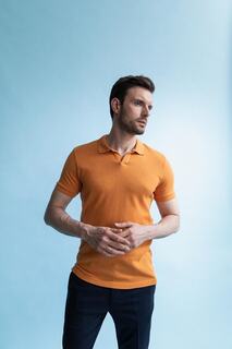 Облегающая футболка-поло с воротником-поло DeFacto, оранжевый