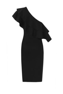 Черное облегающее платье миди с одним рукавом и воланами Whenever Company, черный