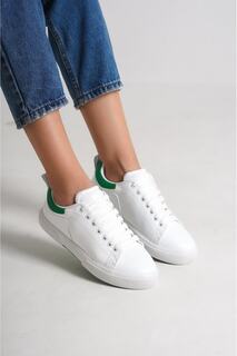 Бело-зеленая женская спортивная обувь Capone с овальным носком и воротником на каблуке, красочная шнуровка спереди Capone Outfitters, белый