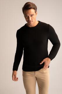 Облегающий свитер с круглым вырезом DeFacto, черный