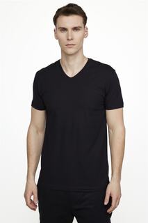 Обычная базовая черная футболка с v-образным вырезом и короткими рукавами Slim Fit Tudors, черный