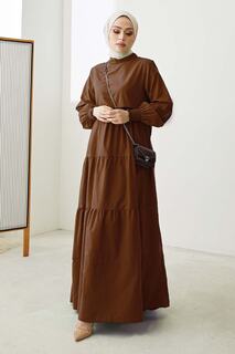 Однослойное повседневное платье с детальной отделкой — горько-коричневый InStyle