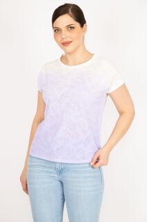 Женская сиреневая блузка больших размеров с короткими рукавами 65n22744 Şans, фиолетовый