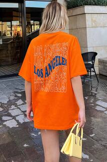 Оранжевая женская футболка оверсайз с принтом La Back Swist, оранжевый