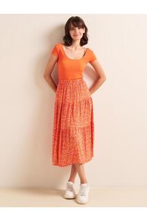 Оранжевая расклешенная юбка свободного кроя с нормальной талией и рисунком Jimmy Key, оранжевый