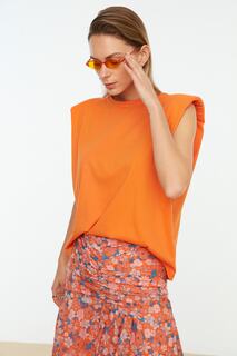 Оранжевая стеганая трикотажная футболка Trendyol, оранжевый