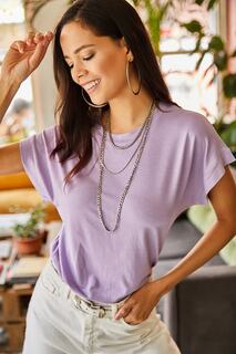 Женская сиреневая трикотажная блузка из вискона «летучая мышь» Блузка Olalook, фиолетовый