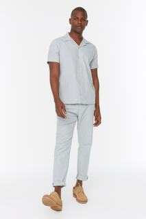 Серые мужские брюки стандартного кроя с эластичной резинкой на талии Trendyol, серый