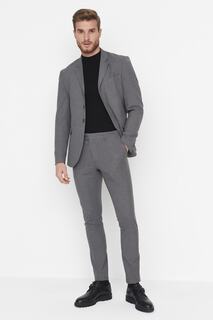 Серые мужские классические брюки узкого кроя-дудочки Trendyol, серый
