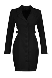 Черное тканое платье-жакет с детальным вырезом, ограниченная серия Trendyol, черный